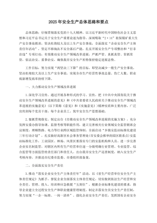 2025年安全生产总体思路和要点