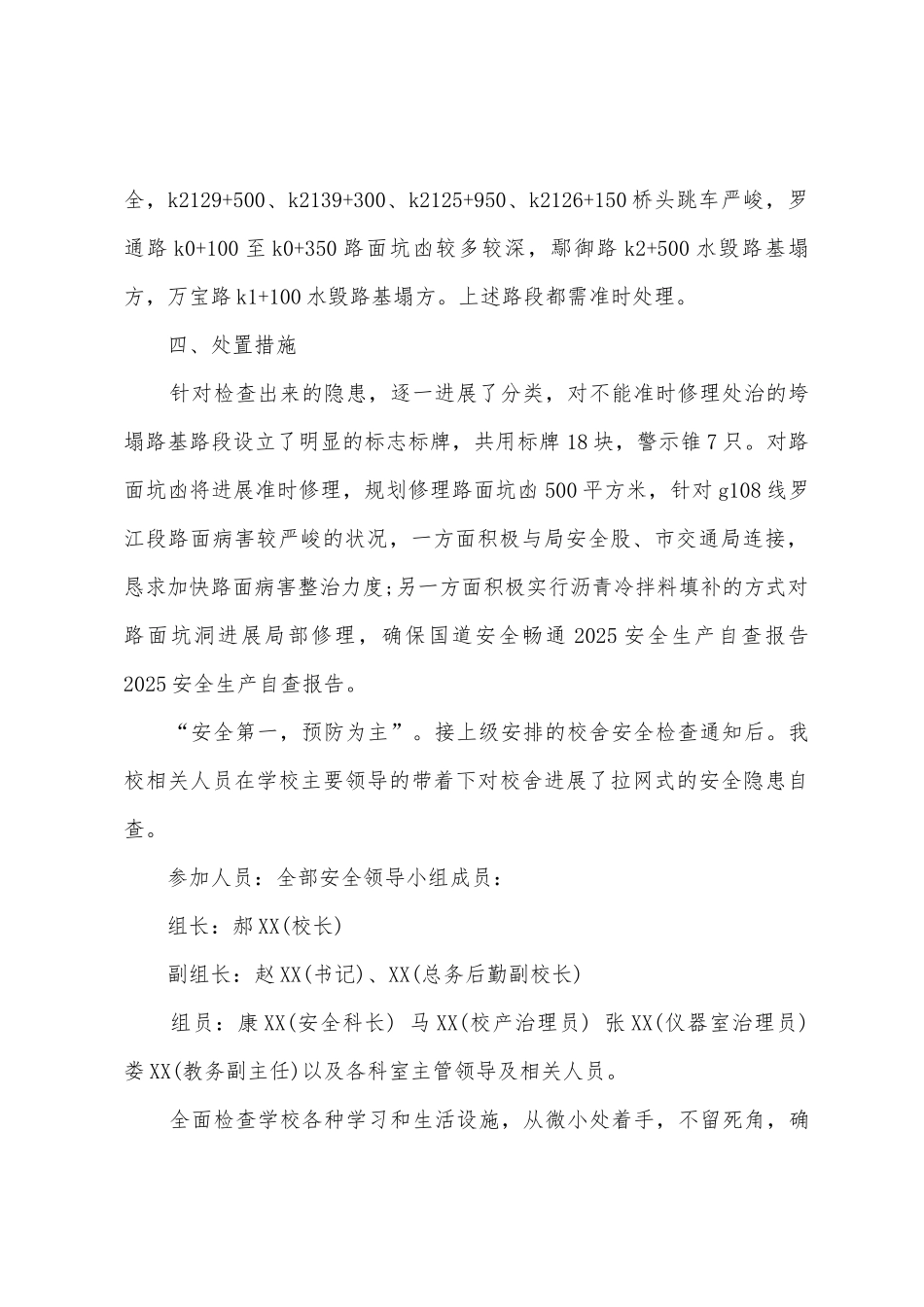 2025年安全生产自查报告_第2页