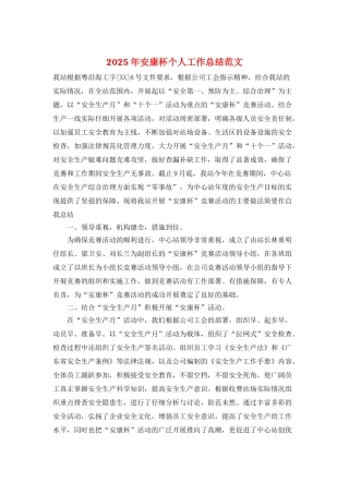 2025年安康杯个人工作总结范文