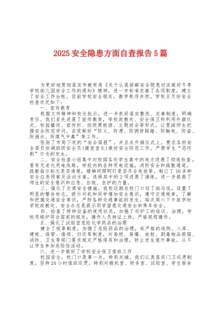 2025年安全隐患方面自查报告5篇