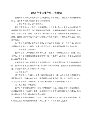 2025年实习生年终工作总结
