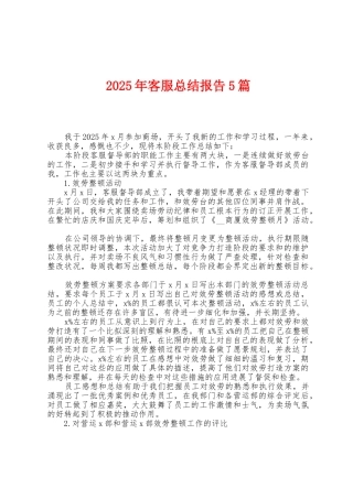 2025年客服总结报告5篇