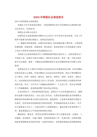 2025年寒假社会调查报告