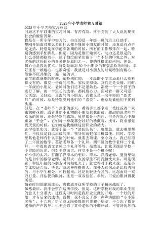 2025年小学教师实习总结-精品范文资料