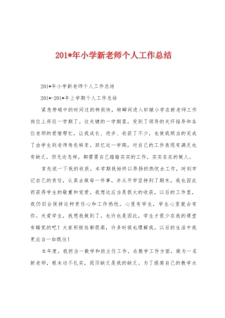 2025年小学新教师个人工作总结