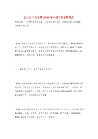 2025年小组工作总结范文