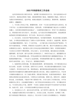 2025年岗前培训工作总结