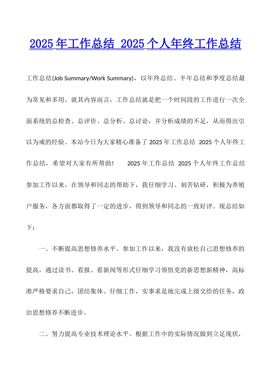 2025年工作总结-2025个人年终工作总结_第1页