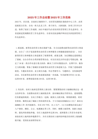 2025年工作总结暨2025年工作思路