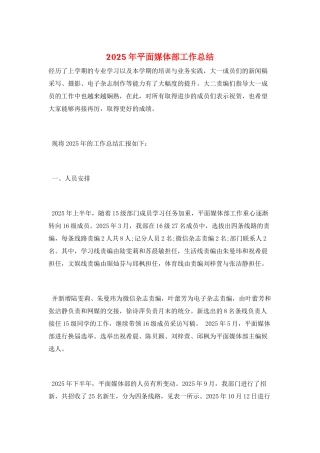 2025年平面媒体部工作总结