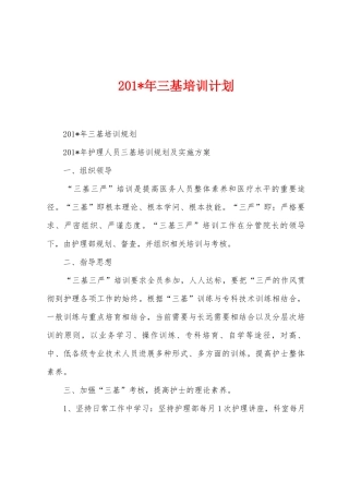 2025年年三基培训计划1