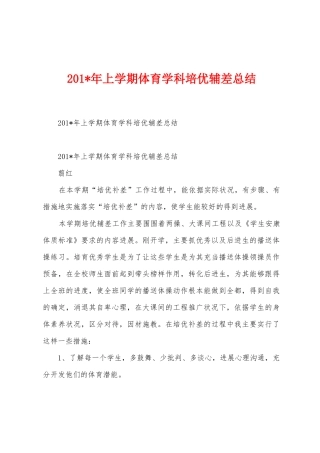 2025年年上学期体育学科培优辅差总结