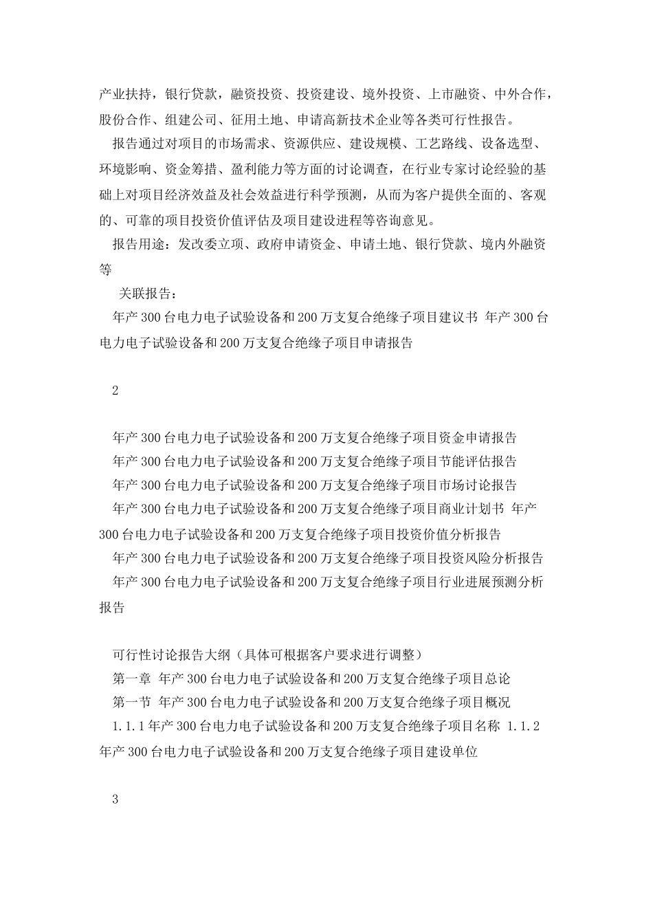 2025年年产300台电力电子试验设备和200万支复合绝缘子项目可行性研究报告_第2页