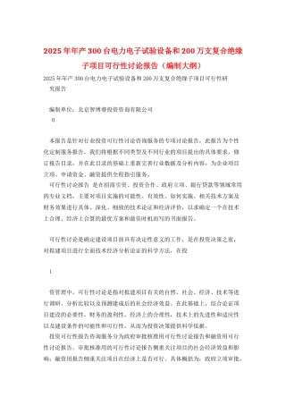 2025年年产300台电力电子试验设备和200万支复合绝缘子项目可行性研究报告