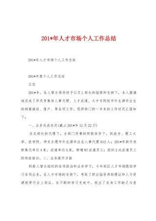 2025年年人才市场个人工作总结