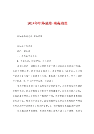 2025年年年终总结商务助理