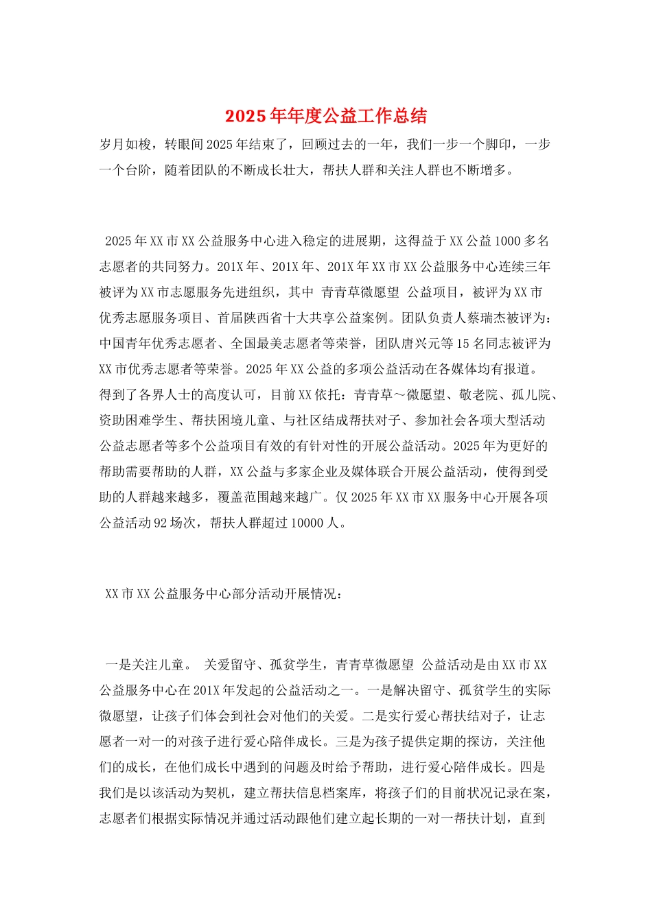 2025年年度公益工作总结_第1页