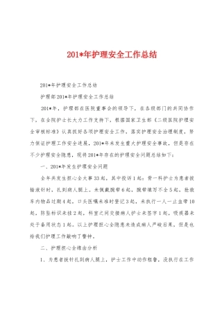 2025年年护理安全工作总结