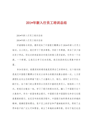 2025年年新入行员工培训总结