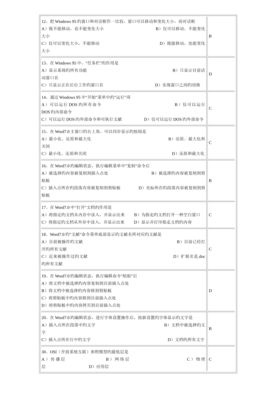 2025年年春计算机等级考试一级试题及解答_第2页