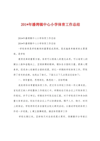 2025年年潘湾镇中心小学体育工作总结