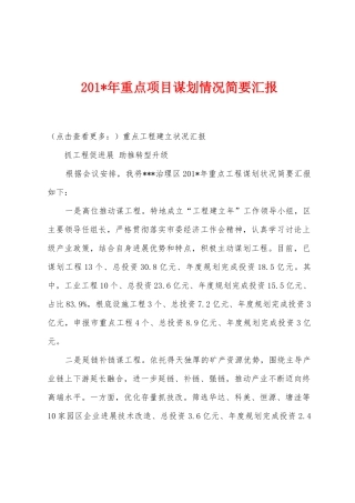 2025年年重点项目谋划情况简要汇报1