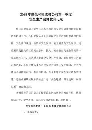 2025年度xx公司第一季度安全生产案例教育