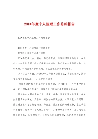 2025年度个人监理工作总结报告