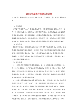 2025年度农村党建工作计划-2