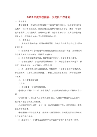 2025年度学校团委、少先队工作计划