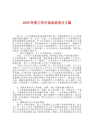 2025年度工作计划总结范文5篇