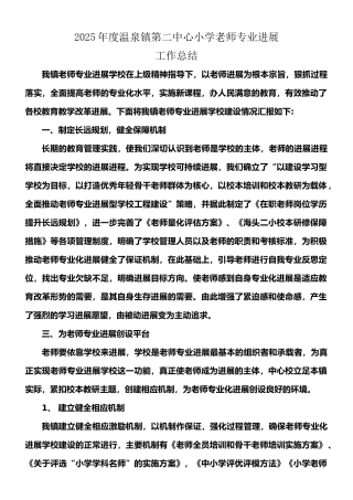 2025年度温泉镇第二中心小学教师专业发展工作总结