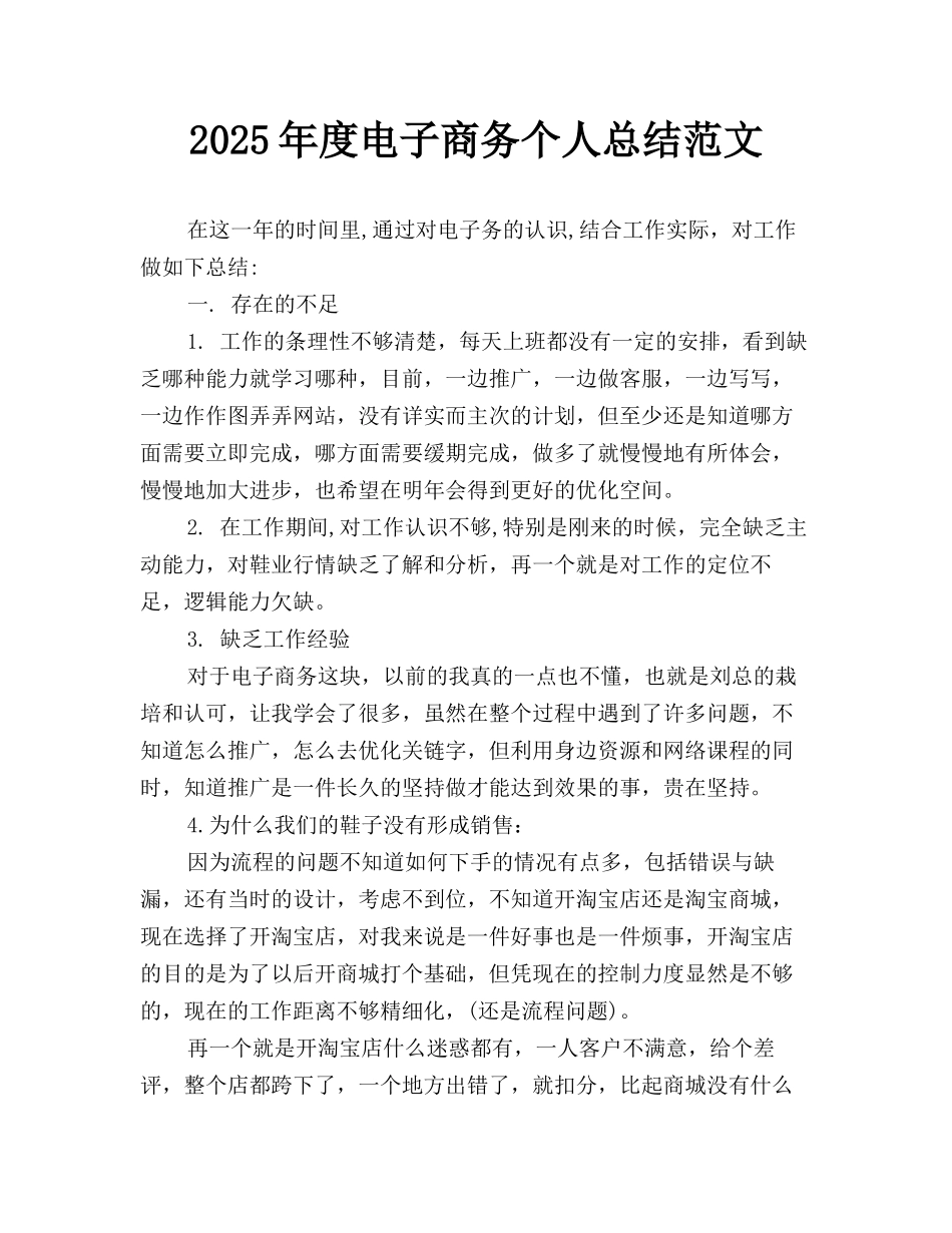2025年度电子商务个人总结范文_第1页