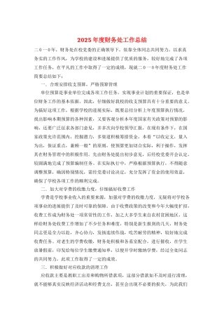 2025年度财务处工作总结