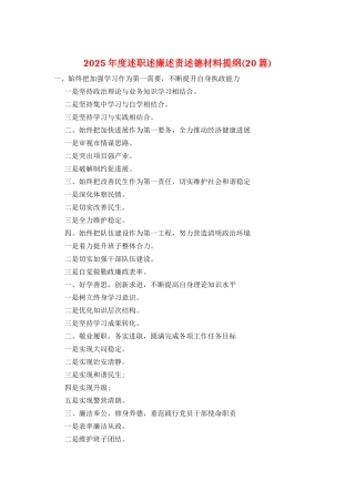 2025年度述职述廉述责述德材料提纲