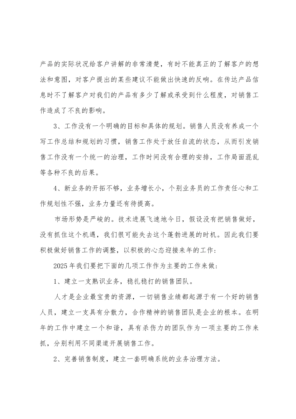2025年度销售总结及2025年工作计划2篇_第3页