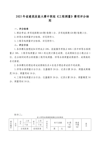2025年建筑技能大赛中职组工程测量赛项评分细则