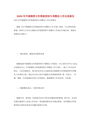 2025年开展精简文件简报资料专项整治工作自查报告