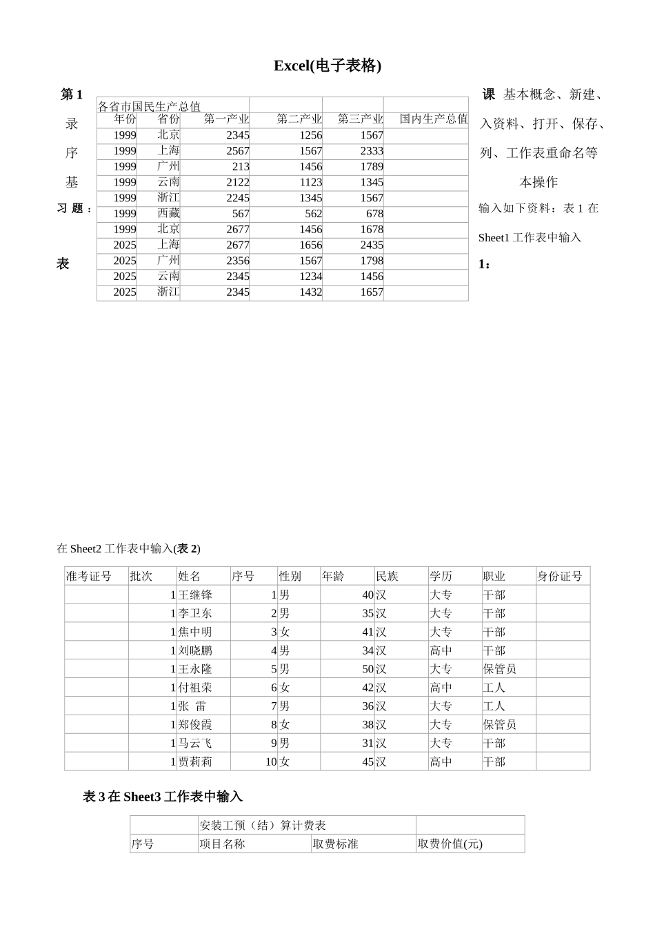 2025年我在教学中编写的Excel电子表格实用练习题_第1页