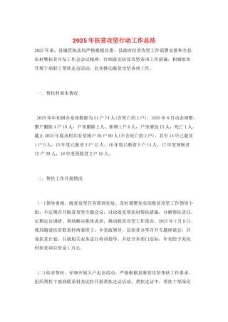 2025年扶贫攻坚行动工作总结