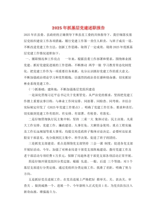 2025年抓基层党建述职报告