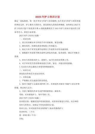 2025年护士培训计划