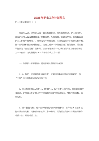 2025年护士工作计划范文