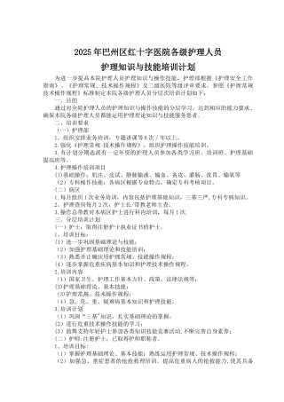 2025年护理知识、技能培训计划及记录表