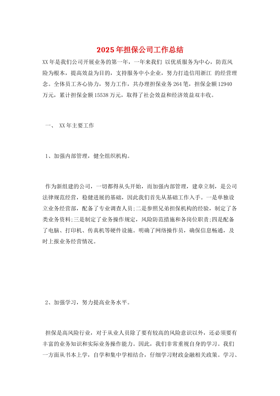 2025年担保公司工作总结_第1页