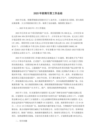 2025年招商引资工作总结