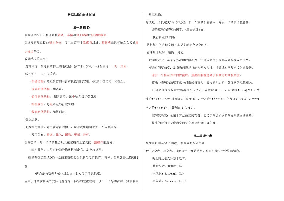 2025年数据结构c语言版知识点概括_第1页