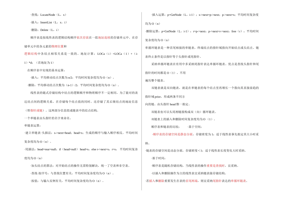 2025年数据结构c语言版知识点概括_第2页