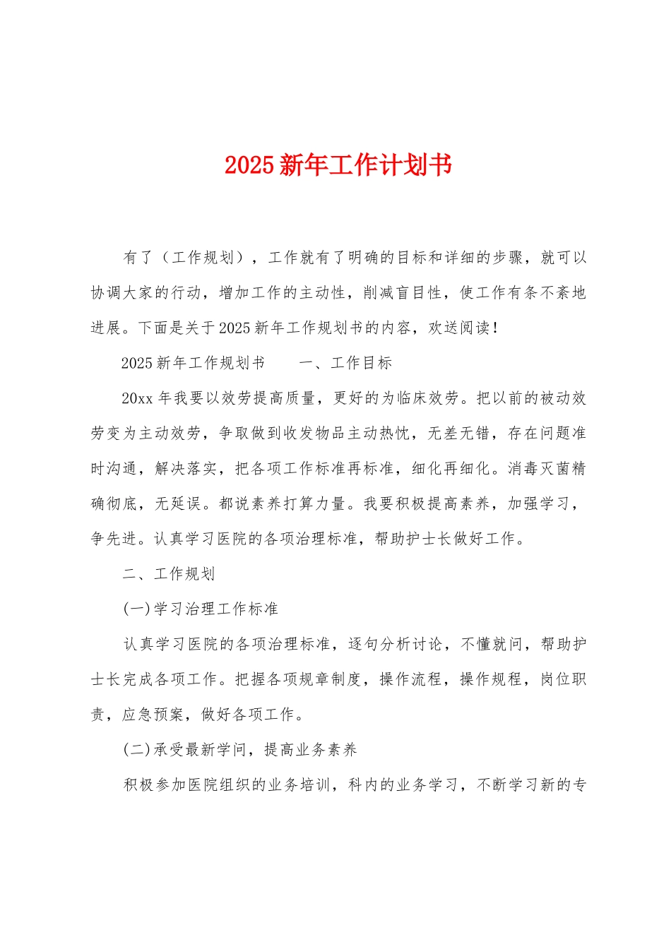 2025年新年工作计划书_第1页
