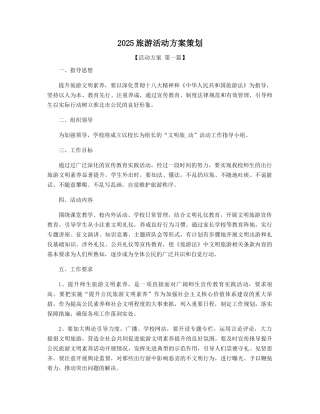 2025年旅游活动方案策划